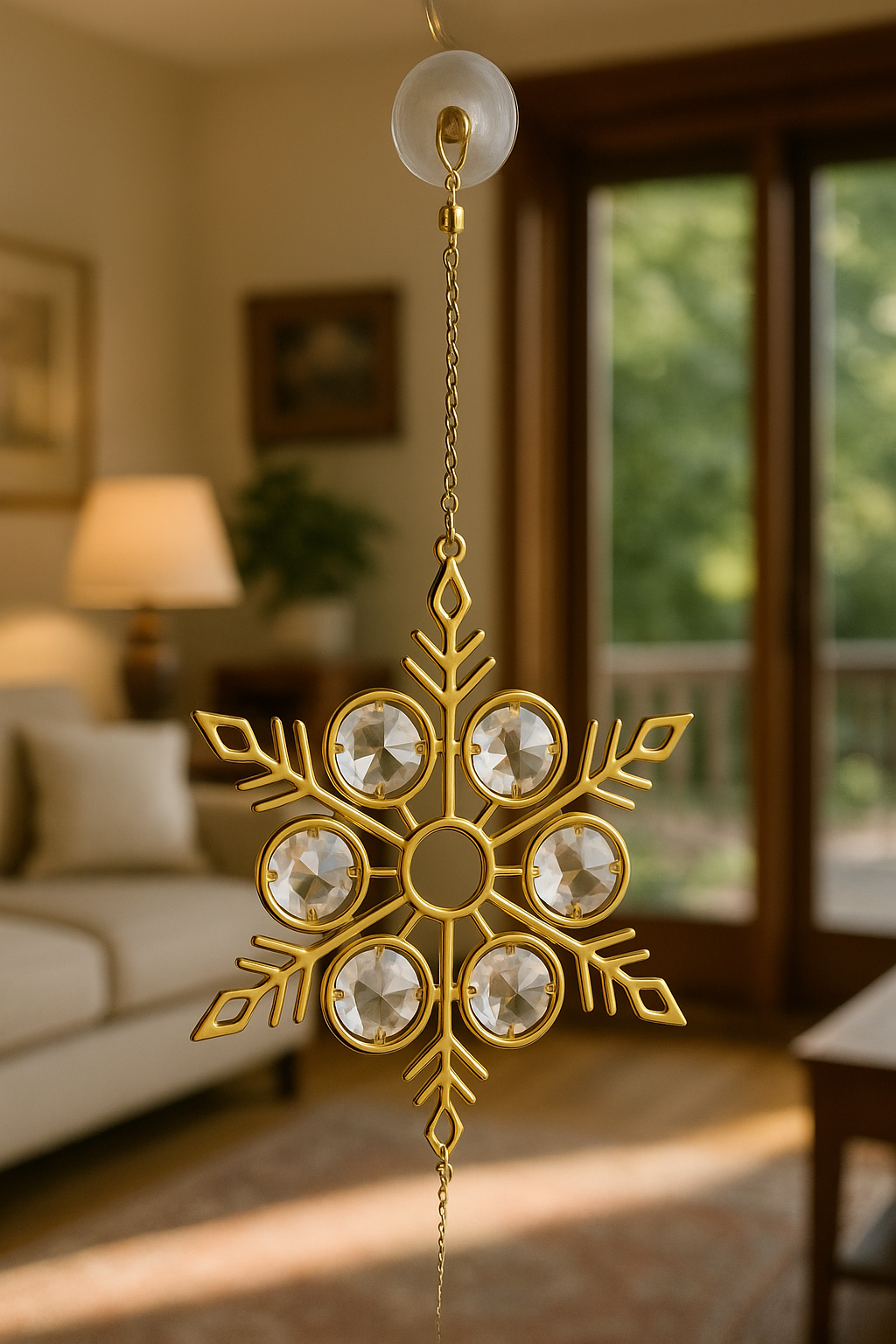 24-karaats goud verguld sneeuw vlok met zuigmap versierd met Bohemia kristallen