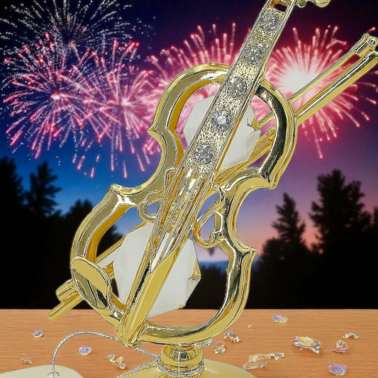 24-karaats goud verguld viool versierd met Bohemia kristallen