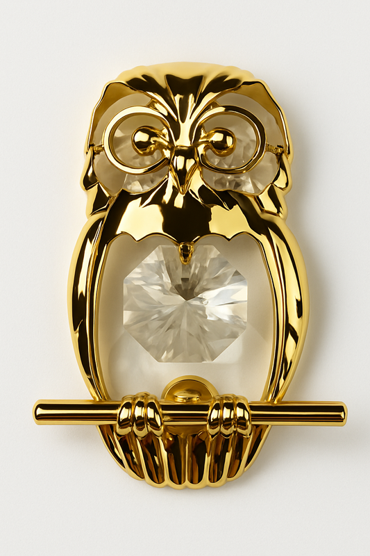 🦉 Aureus – Gouden Uilenbeeldje met Swarovski-kristal