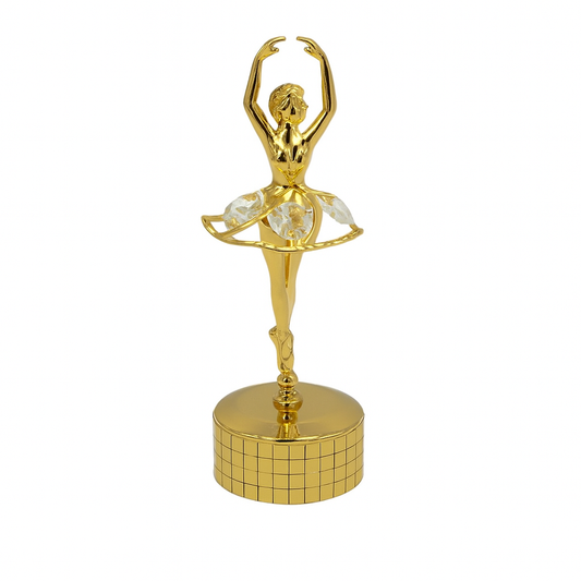 Ballerina music box 24-karaats verguld goud en versierd met Bohemia-kristallen
