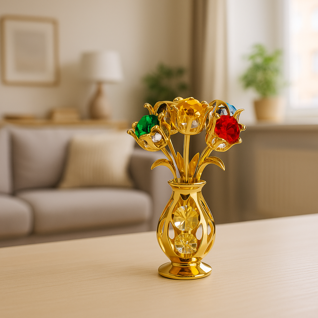 Bos bloemen versierd met Swarovski®-kristallen 24-karaats verguld
