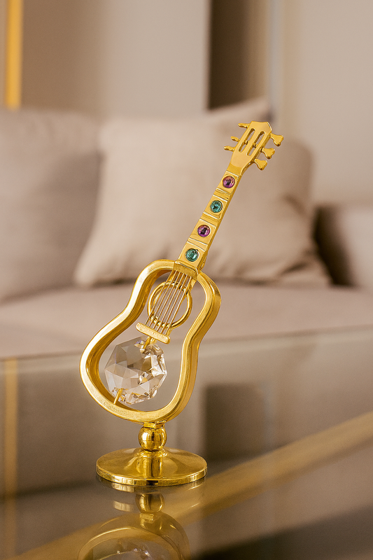 Gitaar - versierd met Swarovski®-kristallen 24-karaats goud verguld