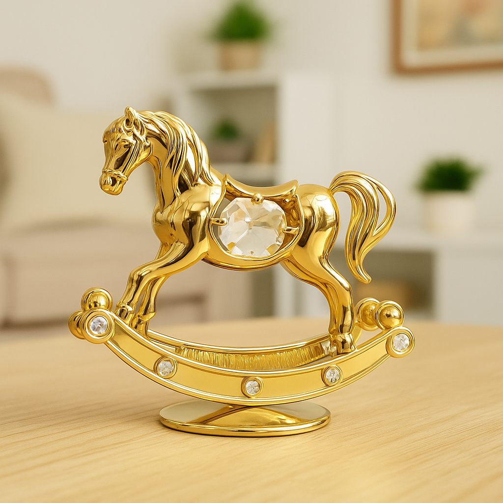 Rocking Horse 24 k verguld met Swarovski kristallen