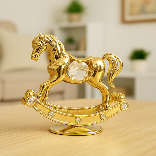Rocking Horse 24 k verguld met Swarovski kristallen