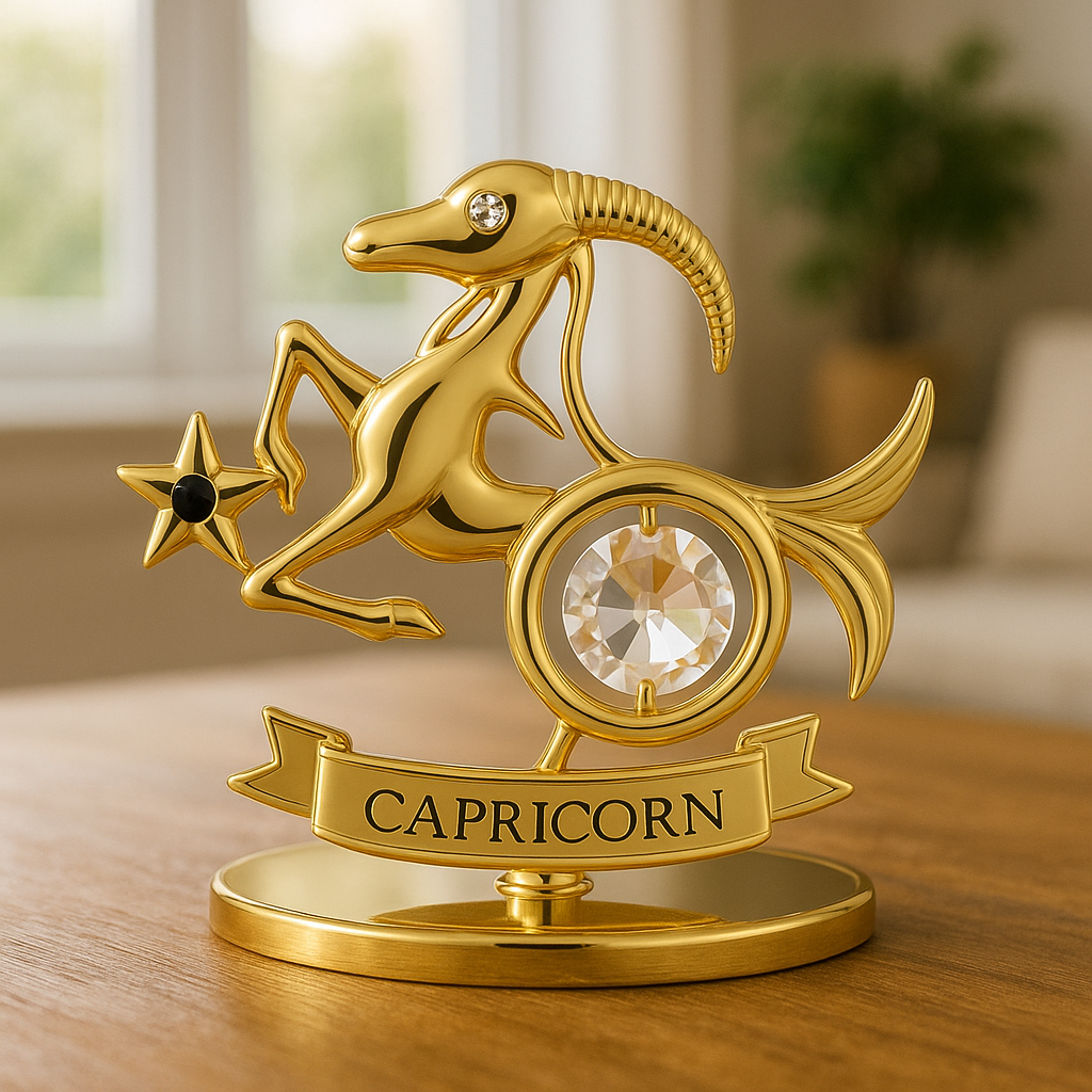 Sterrenbeeld Capricorn (Steenbok) 24 k verguld met Swarovski kristallen