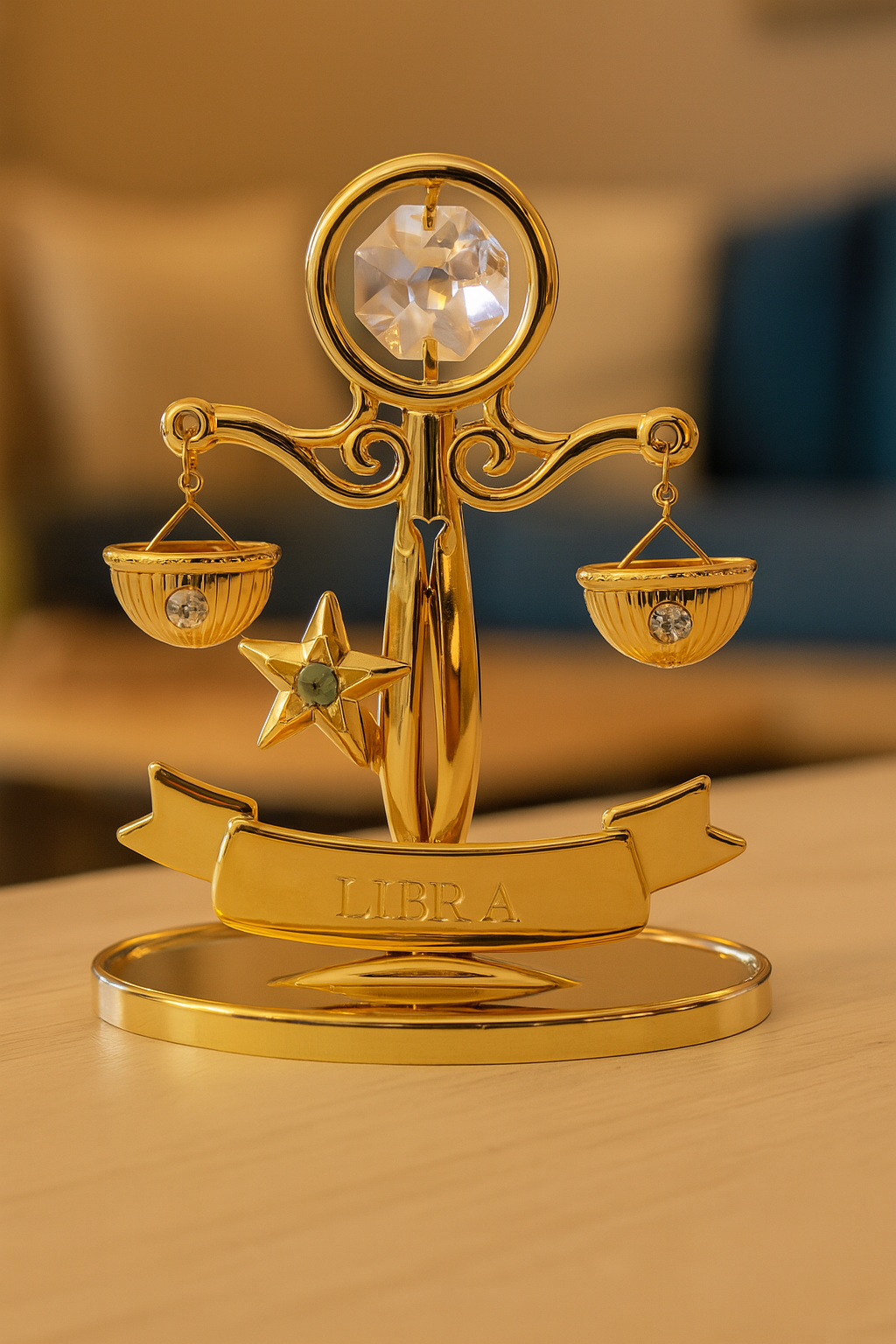 Sterrenbeeld Libra (Weegschaal) 24k verguld met Bohemia kristallen