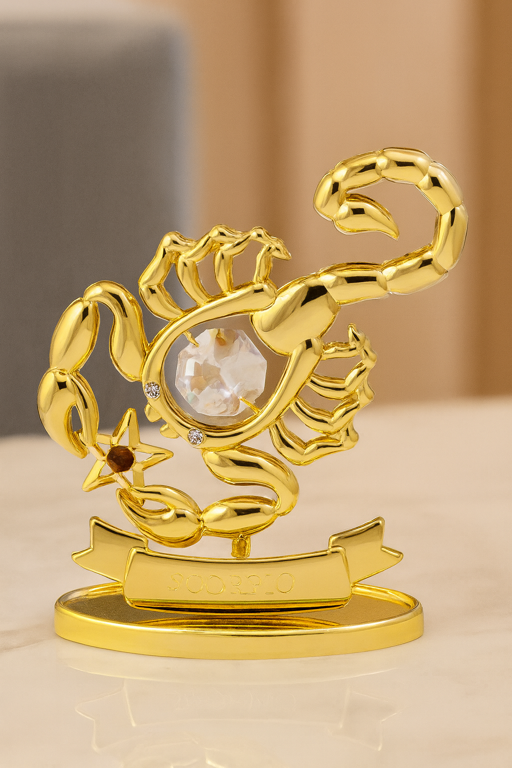 Sterrenbeeld Scorpio (Schorpioen ) 24 k goud verguld met Swarovski kristallen