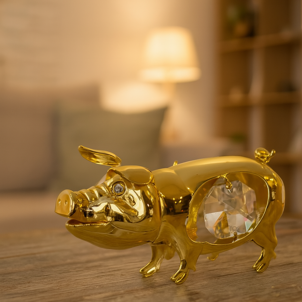 Varken 24-karaats verguld en versierd met Swarovski-kristallen