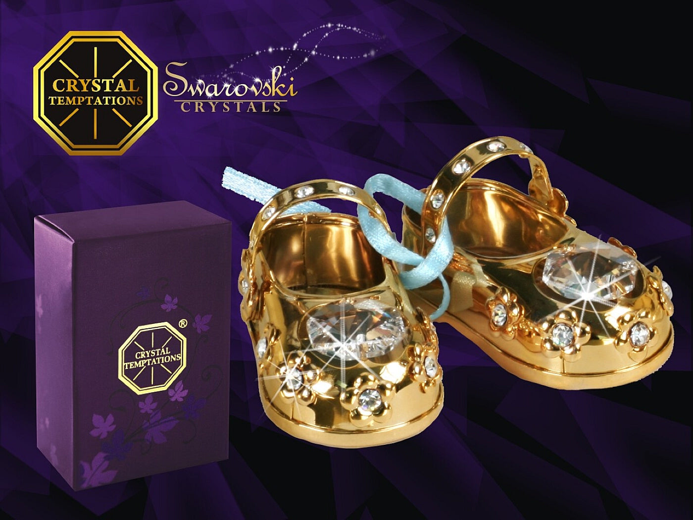 24K verguld goud jongens schoenen met Swarovski kristallen
