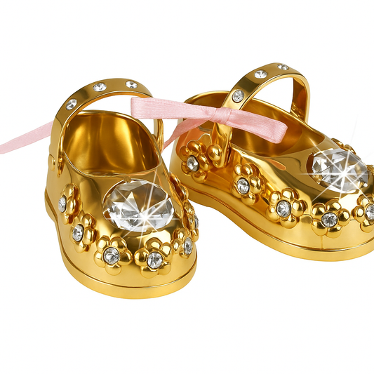 Baby meisje schoenen 24 k verguld met roze Swarovski kristallen
