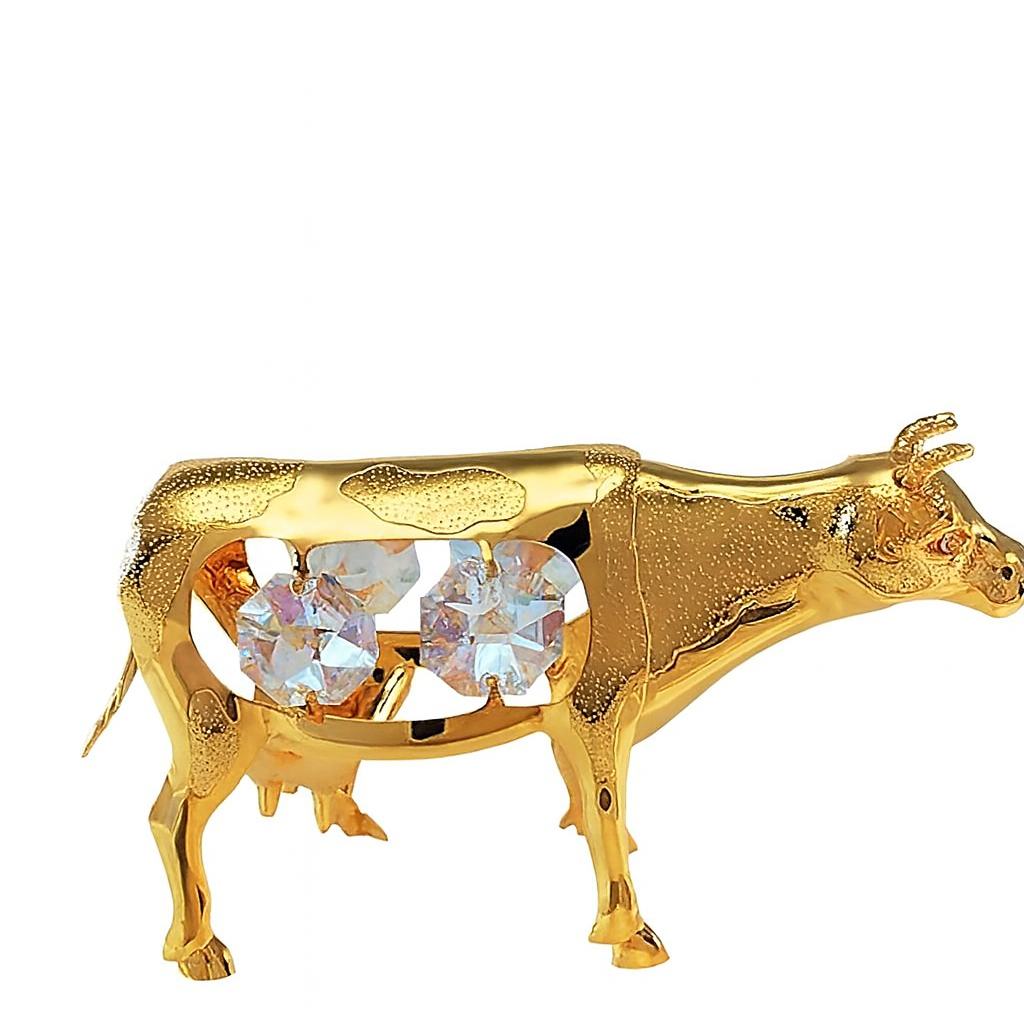 Koe 24-karaats verguld en versierd met Swarovski-kristallen