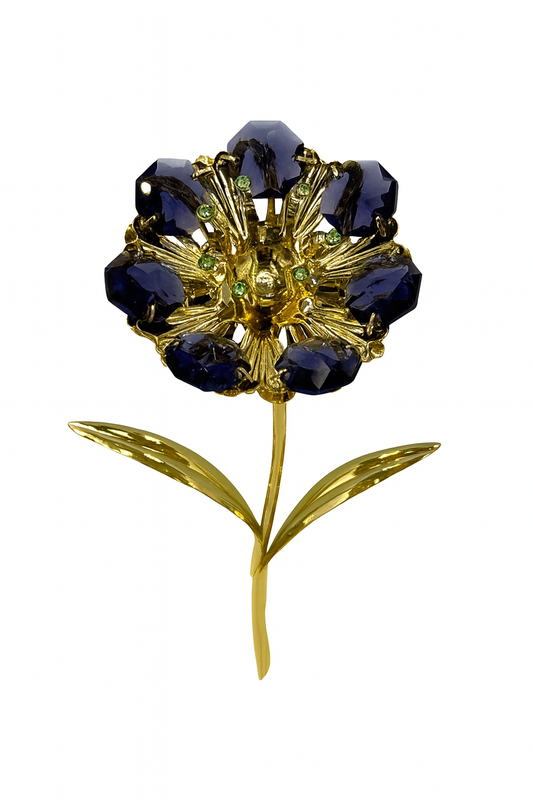 Kristallen zonnebloem 24K goud verguld met Bohemia kristallen