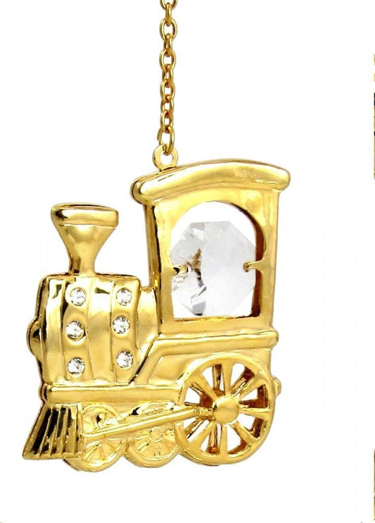 Locomotief versierd met Swarovski®-kristallen 24-karaats verguld