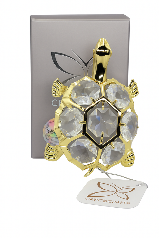 Schildpad suncather 24K Gold plated met BOHEMIA kristal met zuigmap