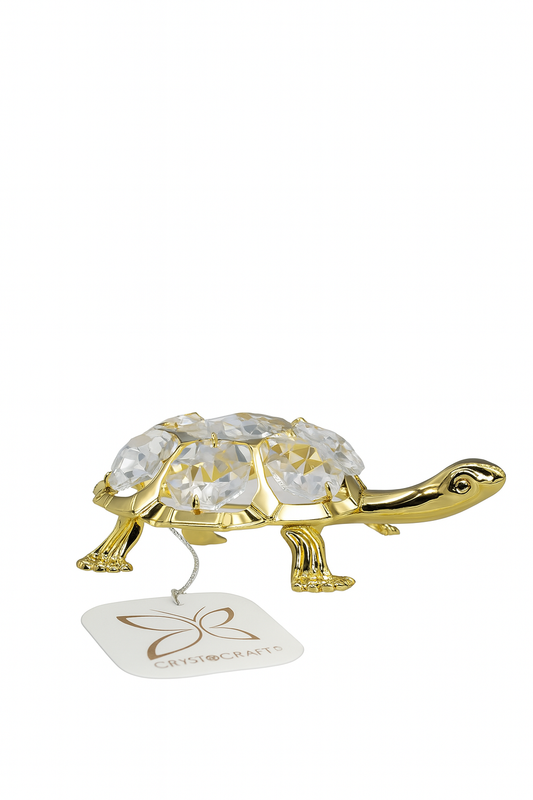 Schildpad suncather 24K Gold plated met BOHEMIA kristal met zuigmap