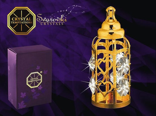 Speenfles met Swarovski kristallen 24k goud verguld