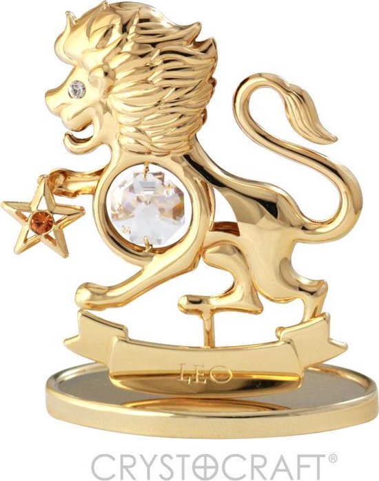 Sterrenbeeld Leo ( Leeuw )24 k verguld met Swarovski kristallen