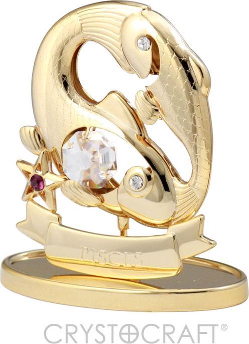 Sterrenbeeld Pisces (vissen) 24 k goud verguld met Swarovski kristallen
