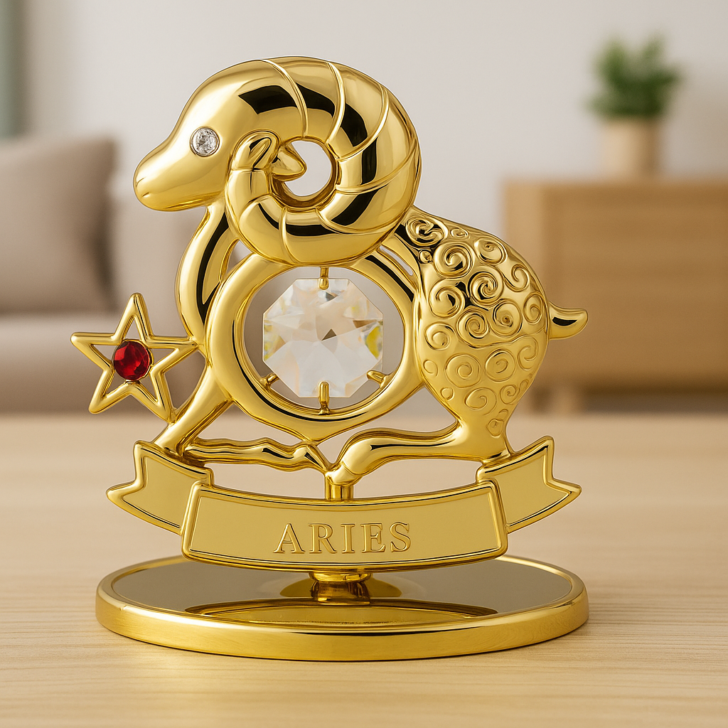 Sterrenbeeld Aries ( Ram ) 24 k verguld met Swarovski kristallen