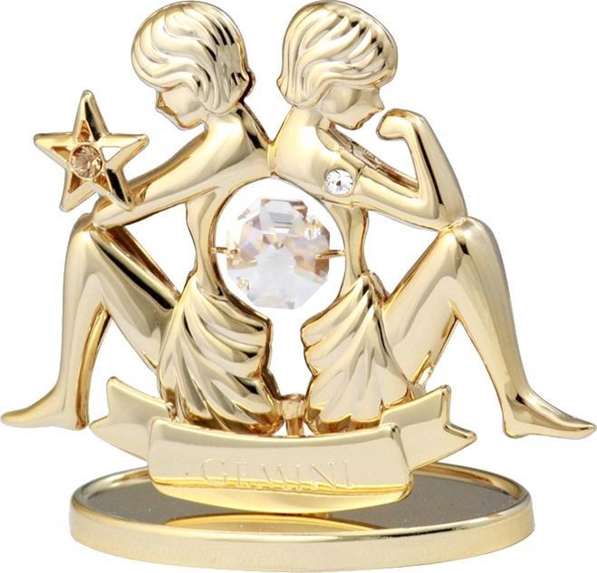 Sterrenbeeld Gemini (Tweeling) 24-karaats verguld en versierd met Swarovski-kristallen