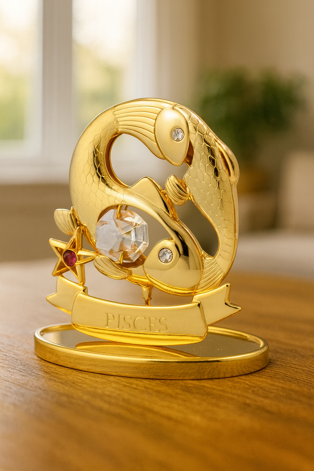 Sterrenbeeld Pisces (vissen) 24 k goud verguld met Swarovski kristallen