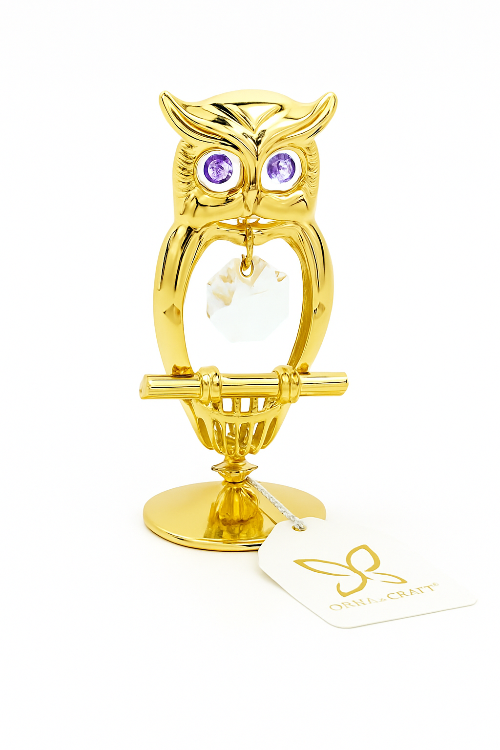 Uil 24-karaats verguld goud en versierd met Bohemia-kristallen