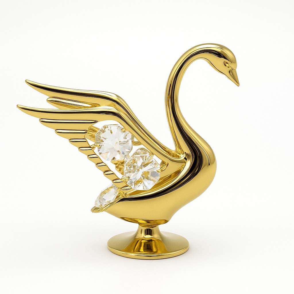Zwaan 24k goud verguld met Bohemia kristallen
