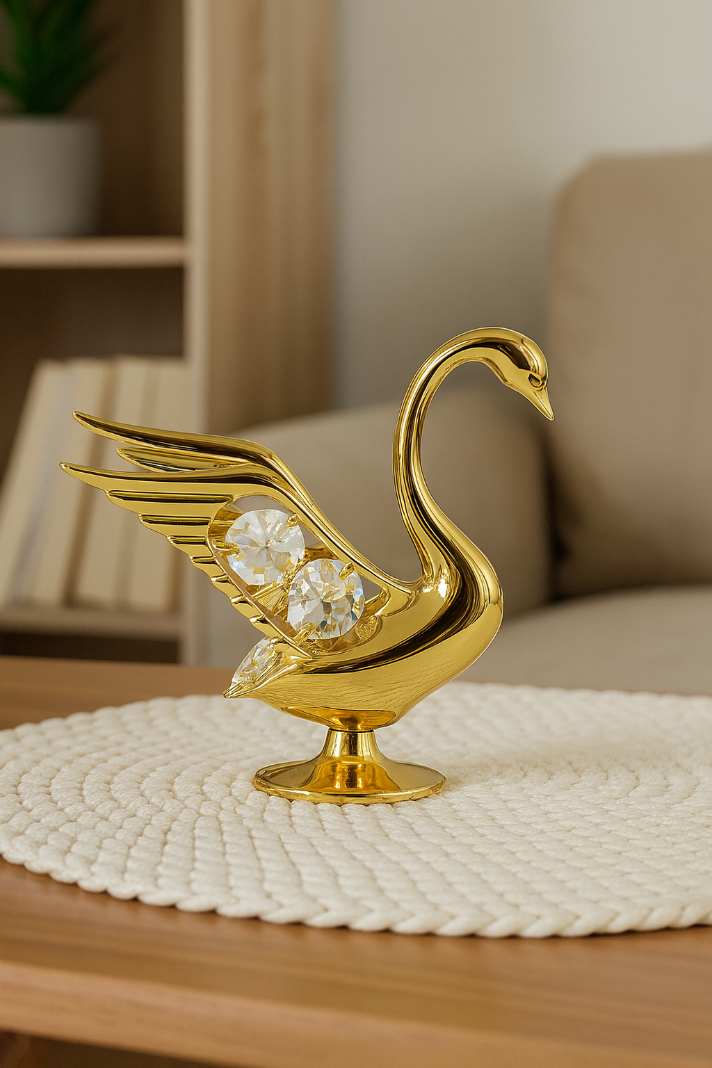 Zwaan 24k goud verguld met Bohemia kristallen